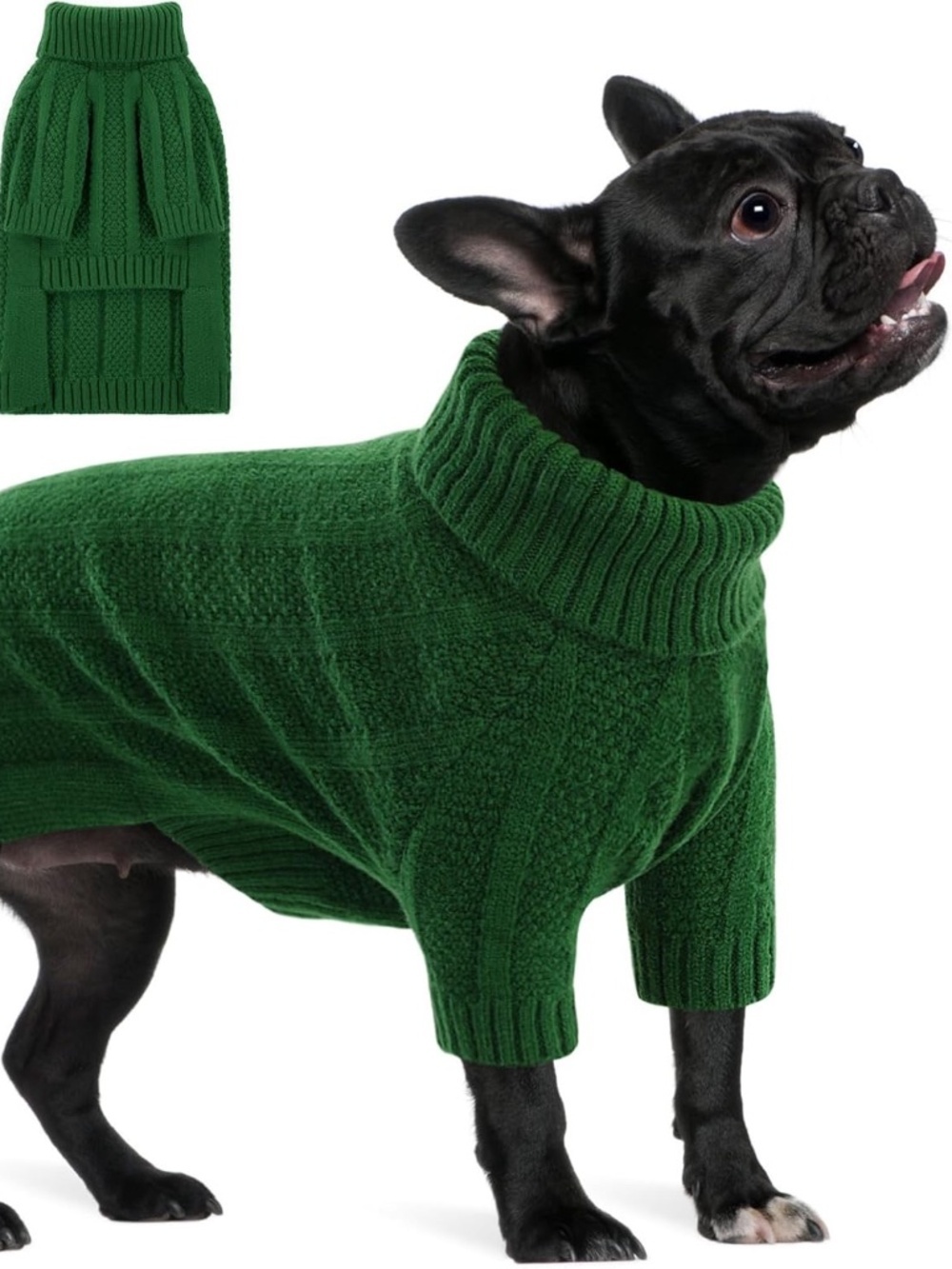 Queenmore Green Knit Dog Sweater Turtleneck Medium NWT